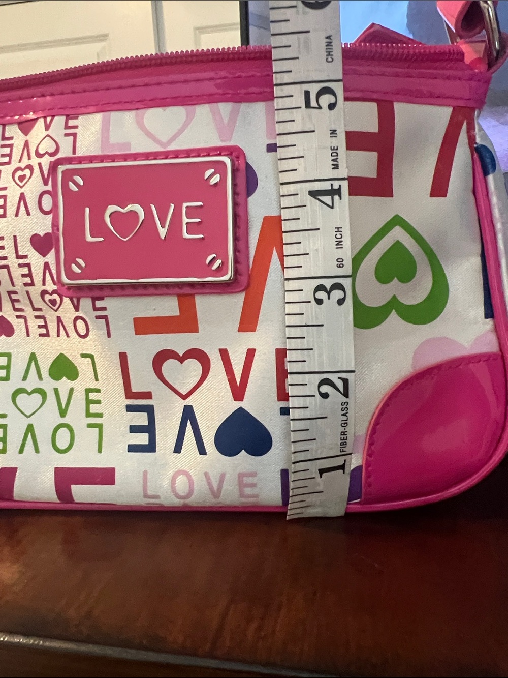 Pink 'LOVE' Print shoulder Bag